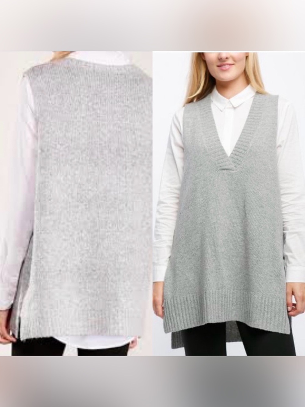 Lumiere Oversized Knit Vest Grey Medium